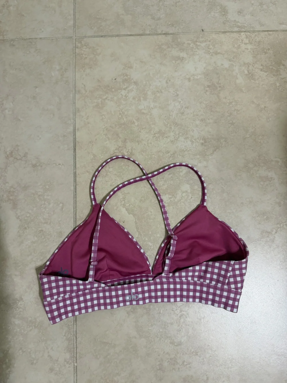 Alo Yoga X-Small Rasberry Gingham Sports Bra. 💕⚡️